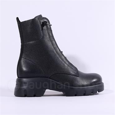Paul Green Hidden Bungee Lace Boot - Black Leather